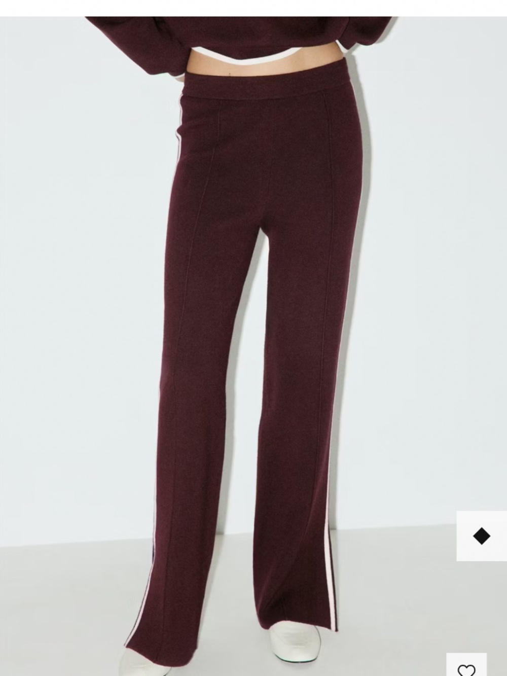 Mango Chocolate/Burgundy Knit Side-Stripe Pants – New With Tags